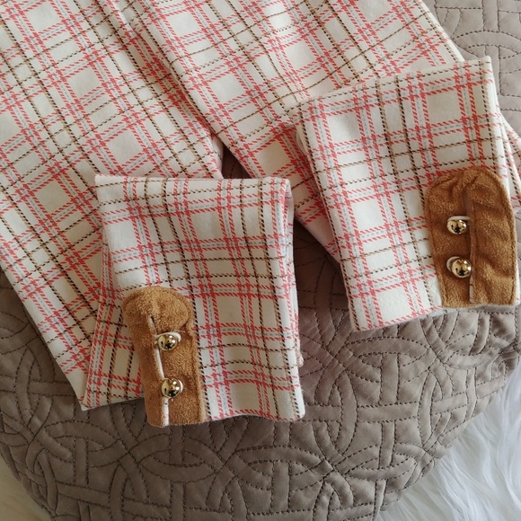 Janie and Jack Button-Cuff Plaid Ponte Pant EUC - Picture 2 of 7